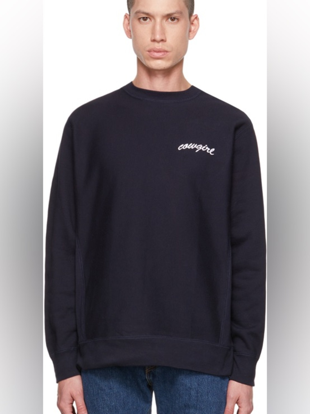 Cowgirl Embroidered Crewneck Sweater - Navy